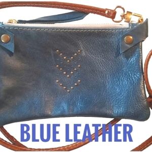 Leather Crossbody Purse Bag Chevron Rivets Detail Quiet Luxury